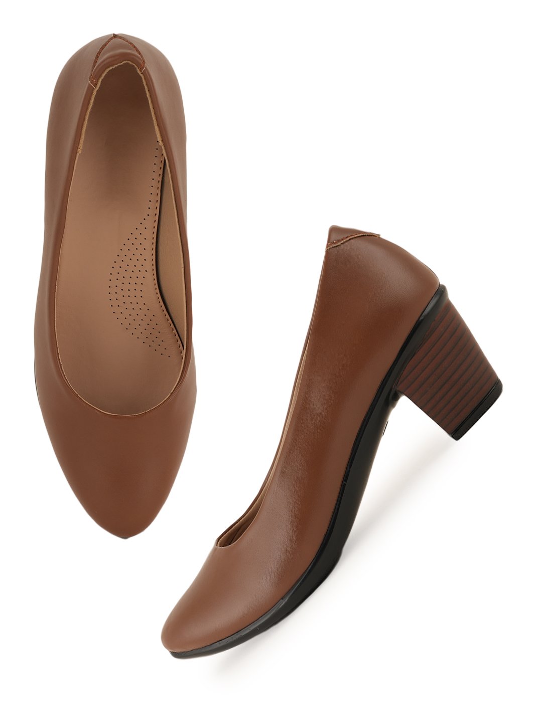 Liscott Solid Block Heel Pumps for Women