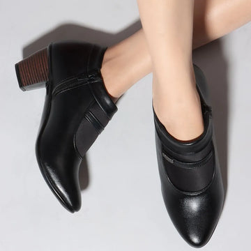 Women Black Coloured Mid Top Block Heeled Boots