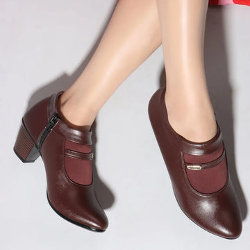 Women Brown Coloured Mid Top Block Heeled Boots