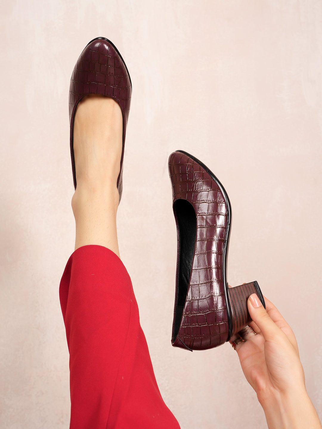 Liscott Solid Block Heel Pumps for Women