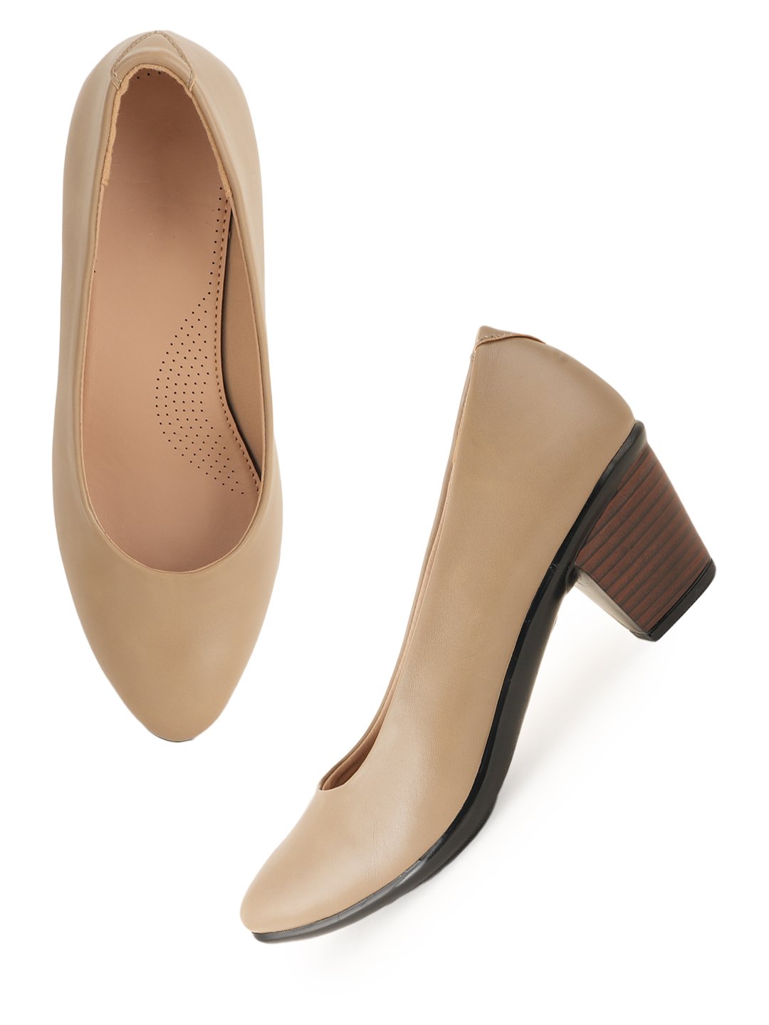 Liscott Solid Block Heel Pumps for Women