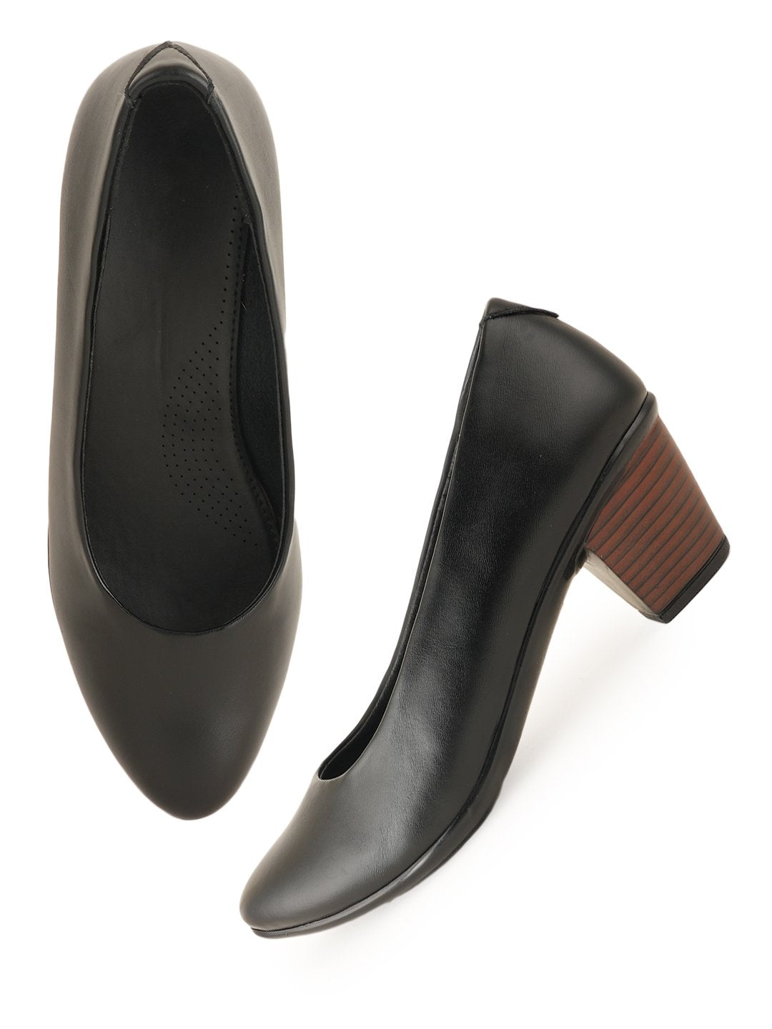 Liscott Solid Block Heel Pumps for Women