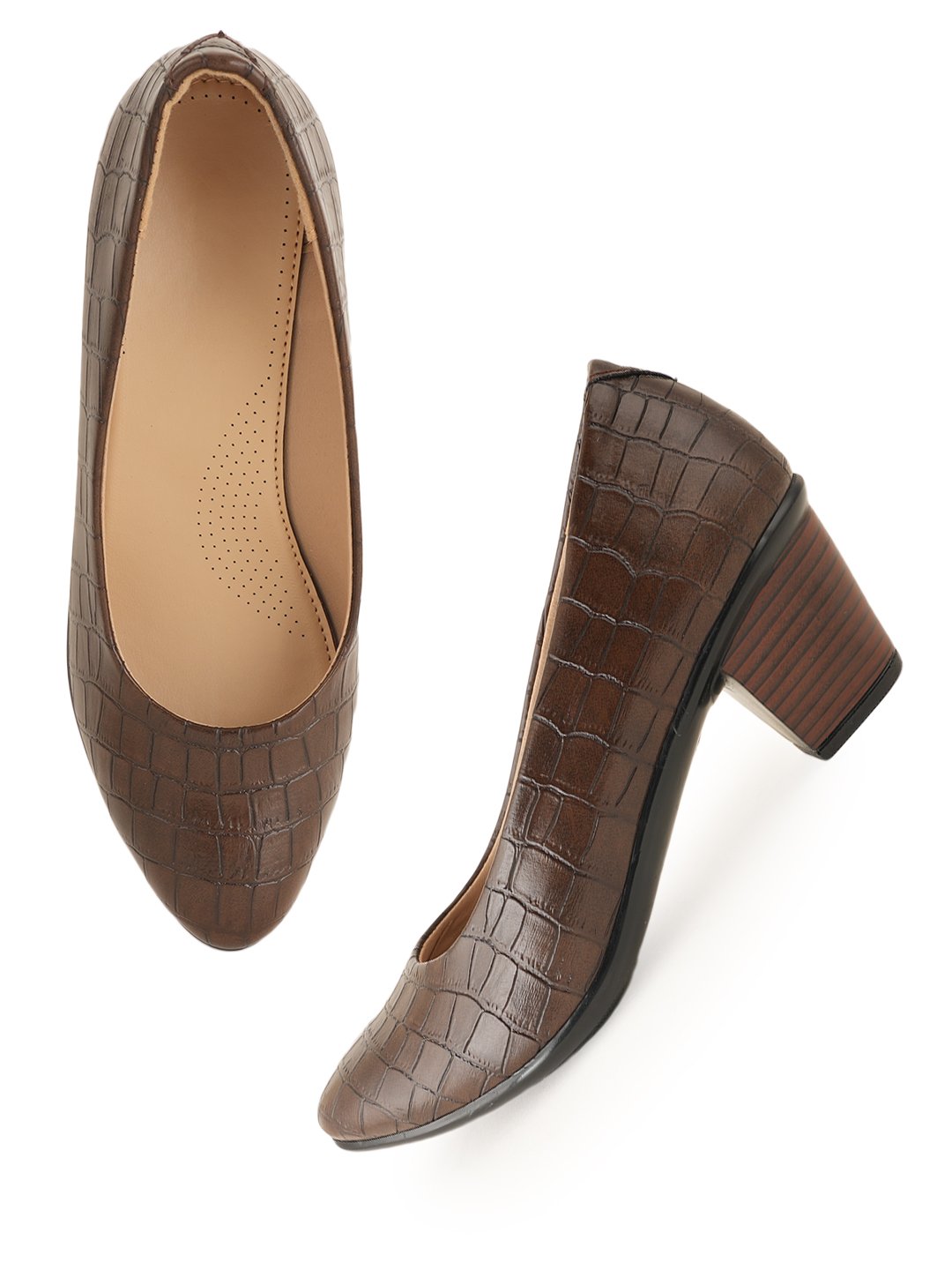 Liscott Solid Block Heel Pumps for Women