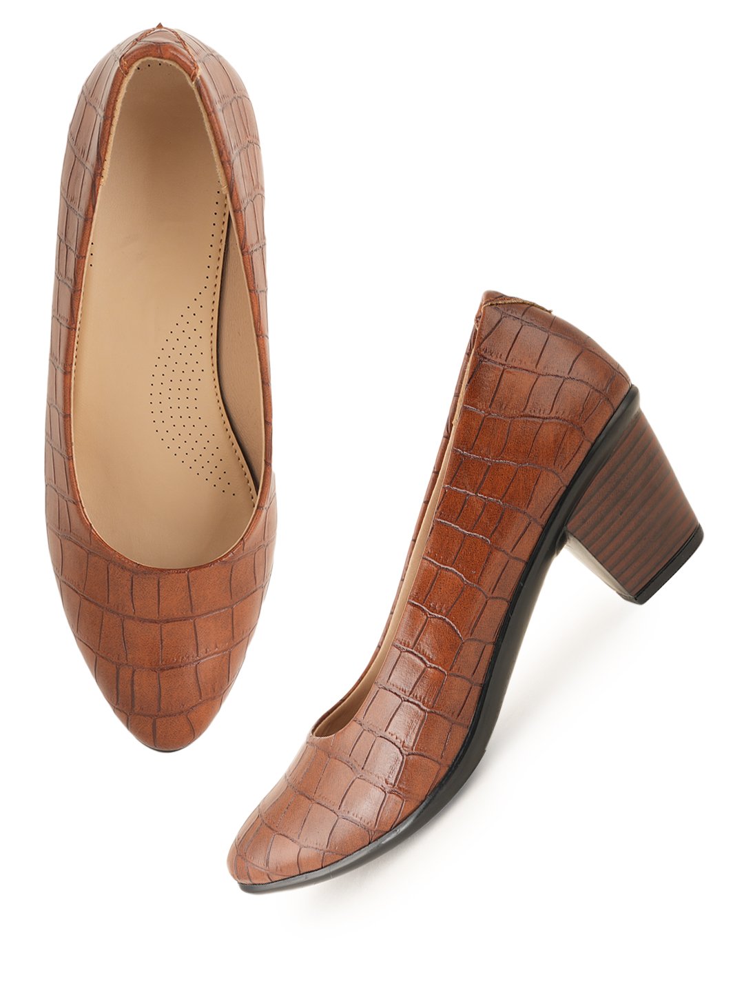 Liscott Solid Block Heel Pumps for Women